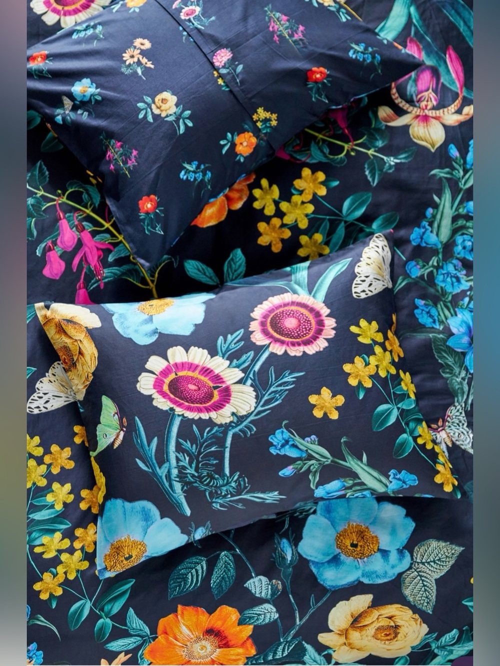 Anthropologie Organic Cotton Printed Sateen Pillow Shams by Maeve, Set of 2